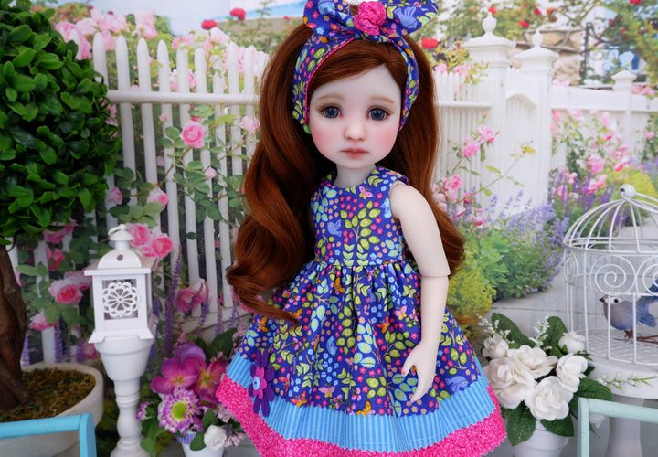 Bluebird Whimsy - dress with boots for Ruby Red Fashion Friends doll