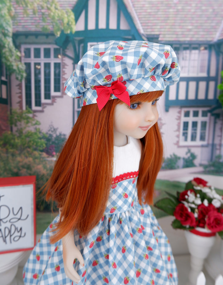 Gingham & Strawberries - dress and sandals for Ruby Red Fashion Friends doll