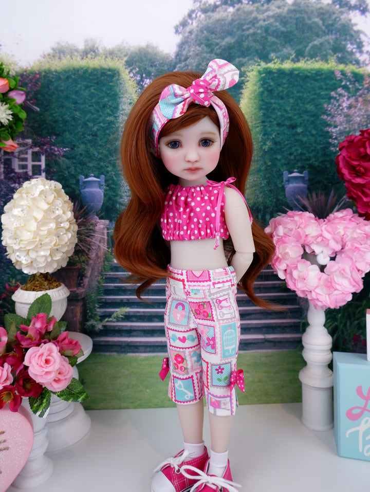Love & Adore - crop top & capris with tennis shoes for Ruby Red Fashion Friends doll