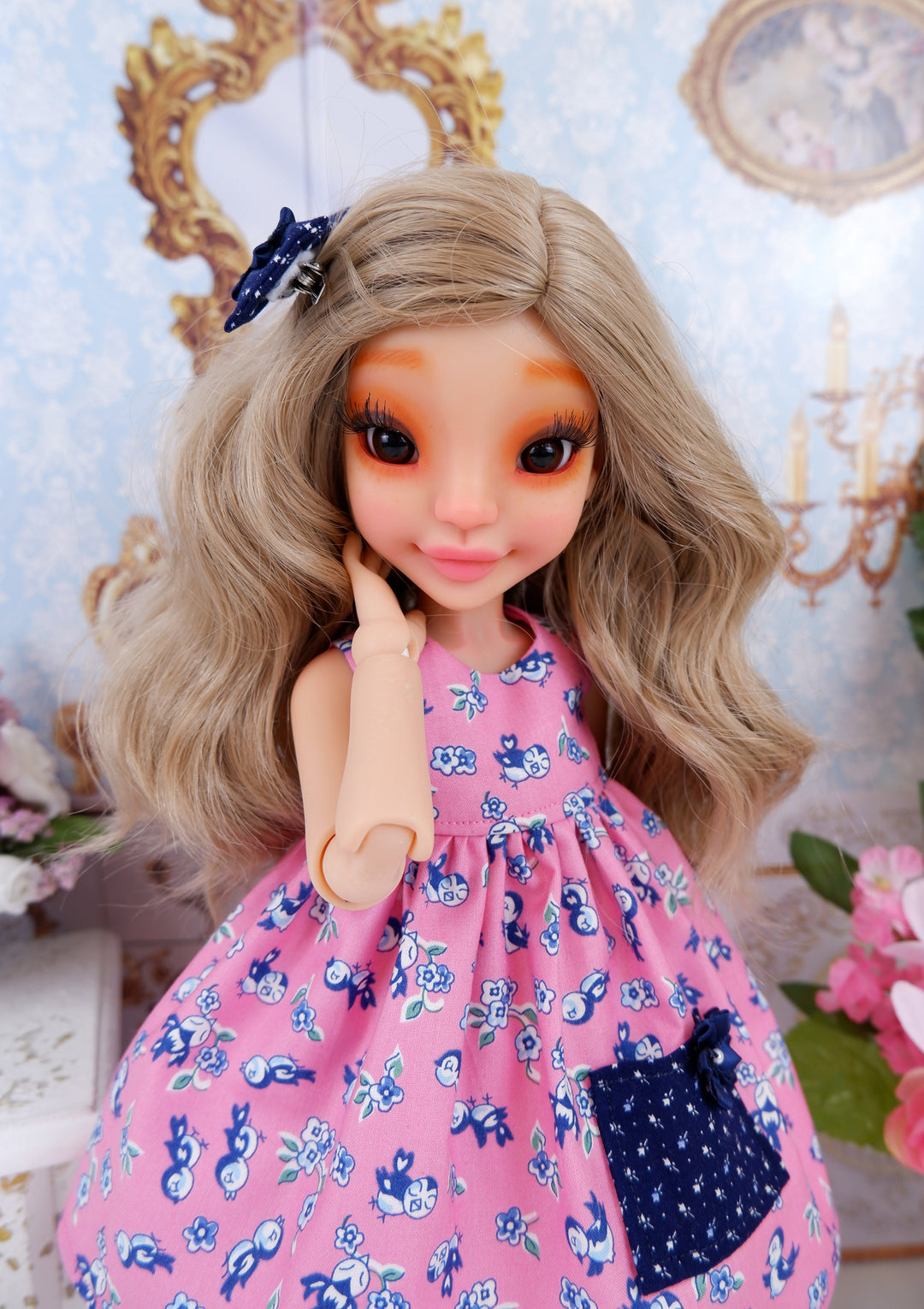 May Bluebird - dress with sandals for Ava BJD doll