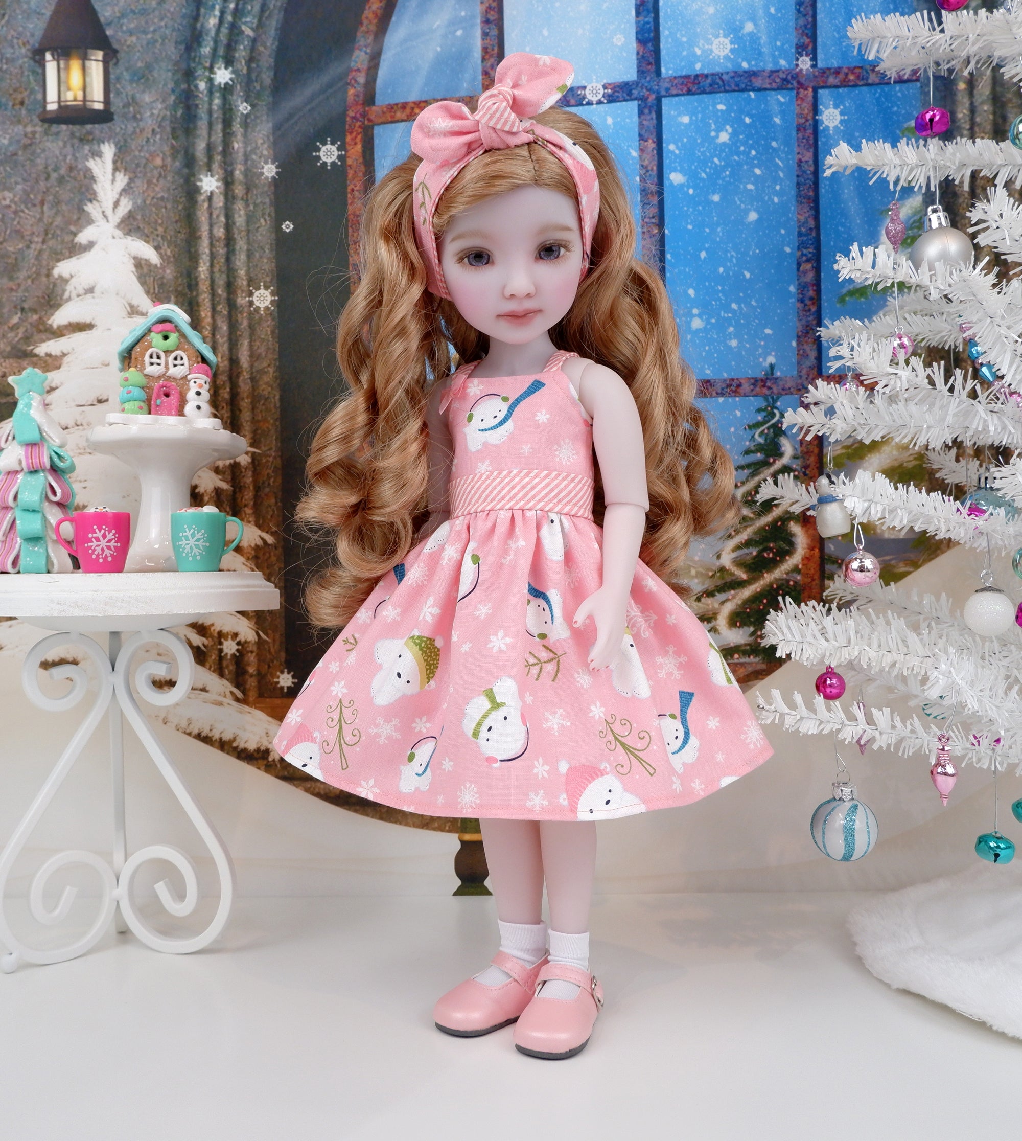 Pink Polar Bears dress with shoes for Ruby Red Fashion Friends