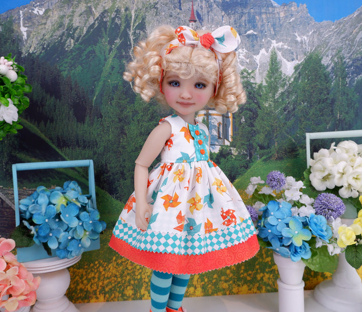 Pretty Pinwheel - dress with boots for Ruby Red Fashion Friends doll