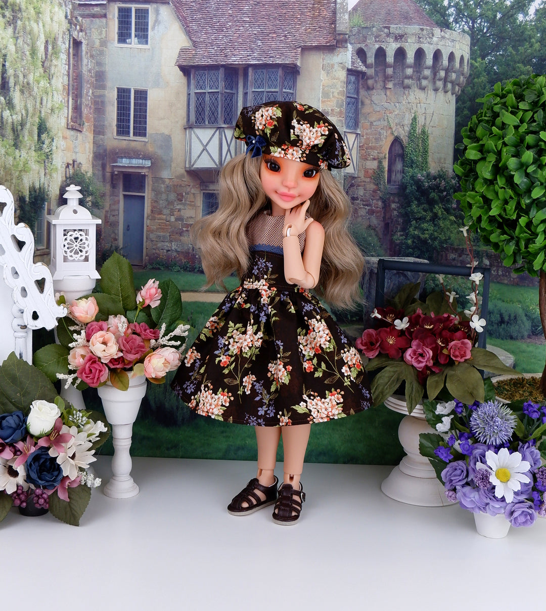 Wildflower Botany - dress with sandals for Anderson Art Dolls BJD