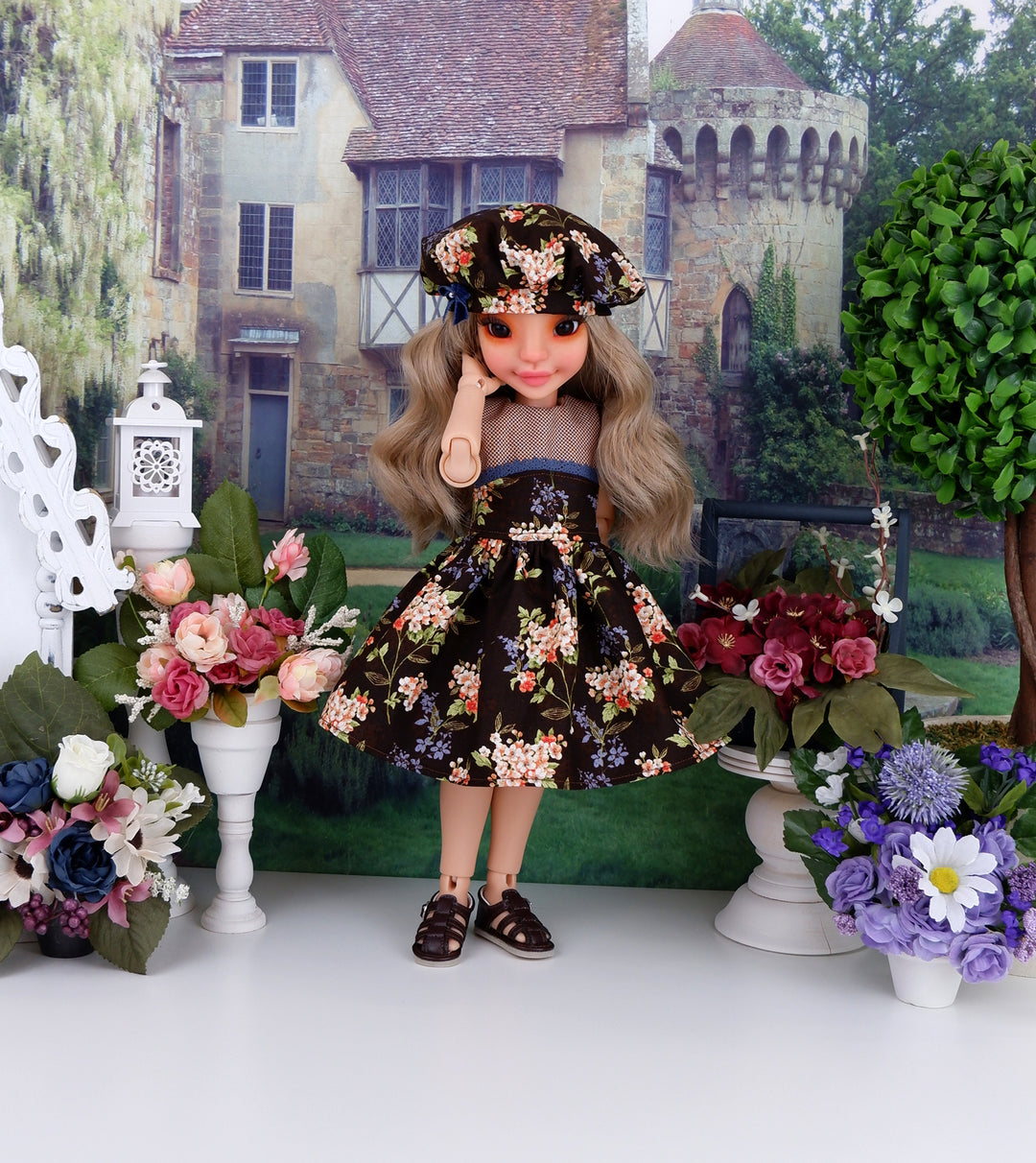 Wildflower Botany - dress with sandals for Anderson Art Dolls BJD
