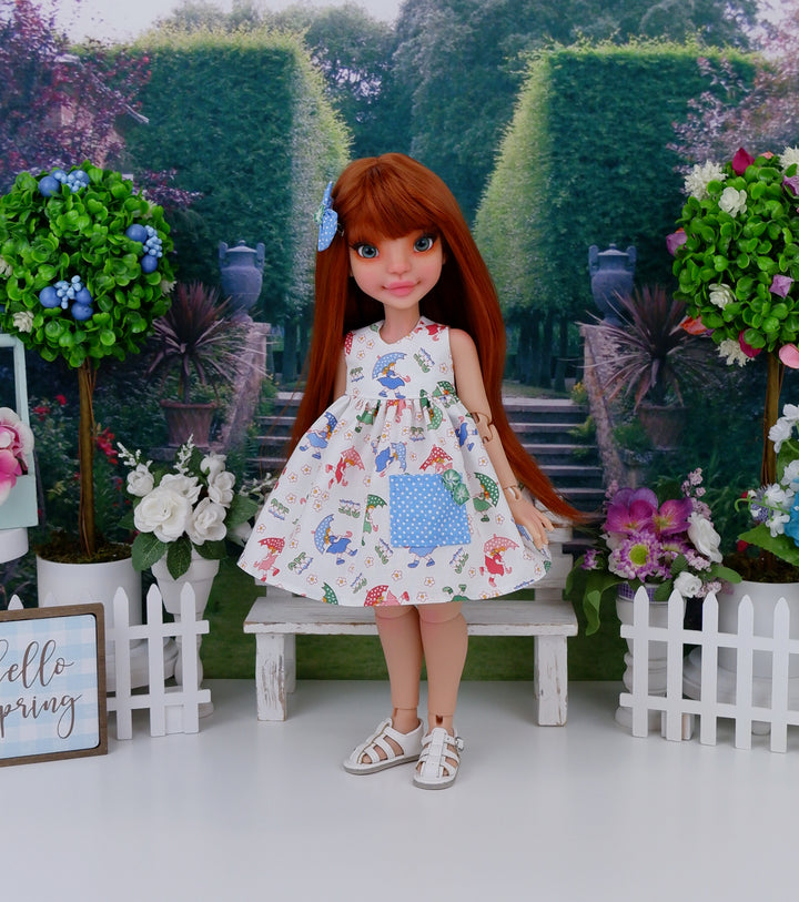 April Showers - dress with sandals for Ava BJD doll