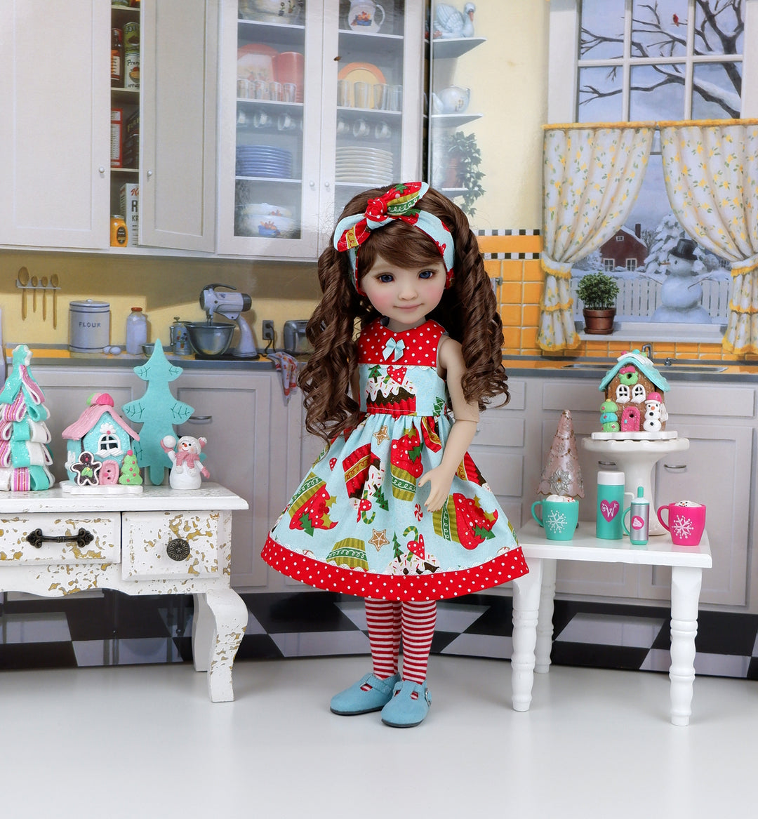 Christmas Cupcakes - dress and shoes for Ruby Red Fashion Friends doll