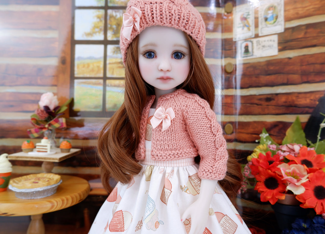 Acorn Cupcakes - dress and sweater with shoes for Ruby Red Fashion Friends doll