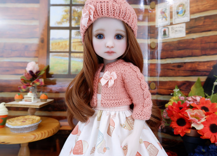 Acorn Cupcakes - dress and sweater with shoes for Ruby Red Fashion Friends doll