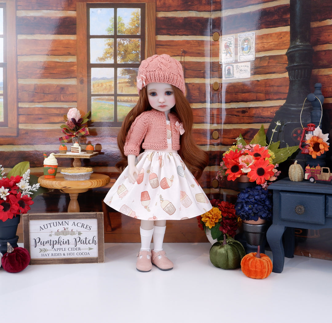 Acorn Cupcakes - dress and sweater with shoes for Ruby Red Fashion Friends doll