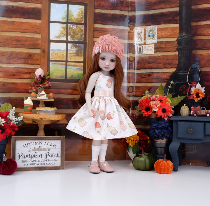 Acorn Cupcakes - dress and sweater with shoes for Ruby Red Fashion Friends doll