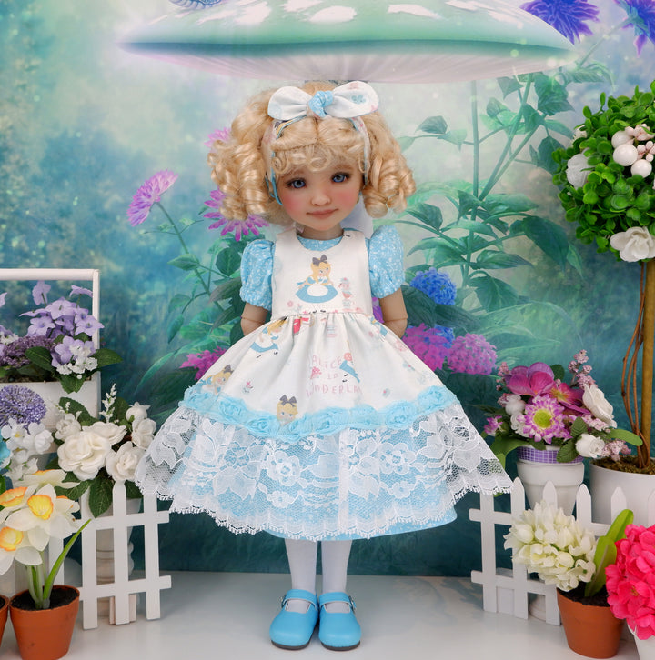 Alice's Tales - dress & pinafore with shoes for Ruby Red Fashion Friends doll