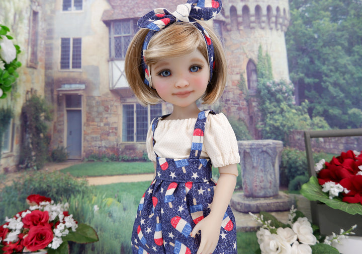 All American Popsicle - blouse & suspender pants with boots for Ruby Red Fashion Friends doll
