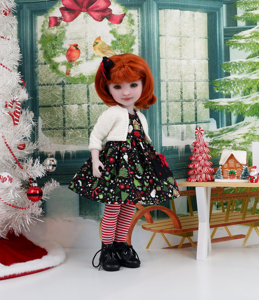 All Things Christmas - dress with sweater &amp; boots for Ruby Red Fashion Friends doll