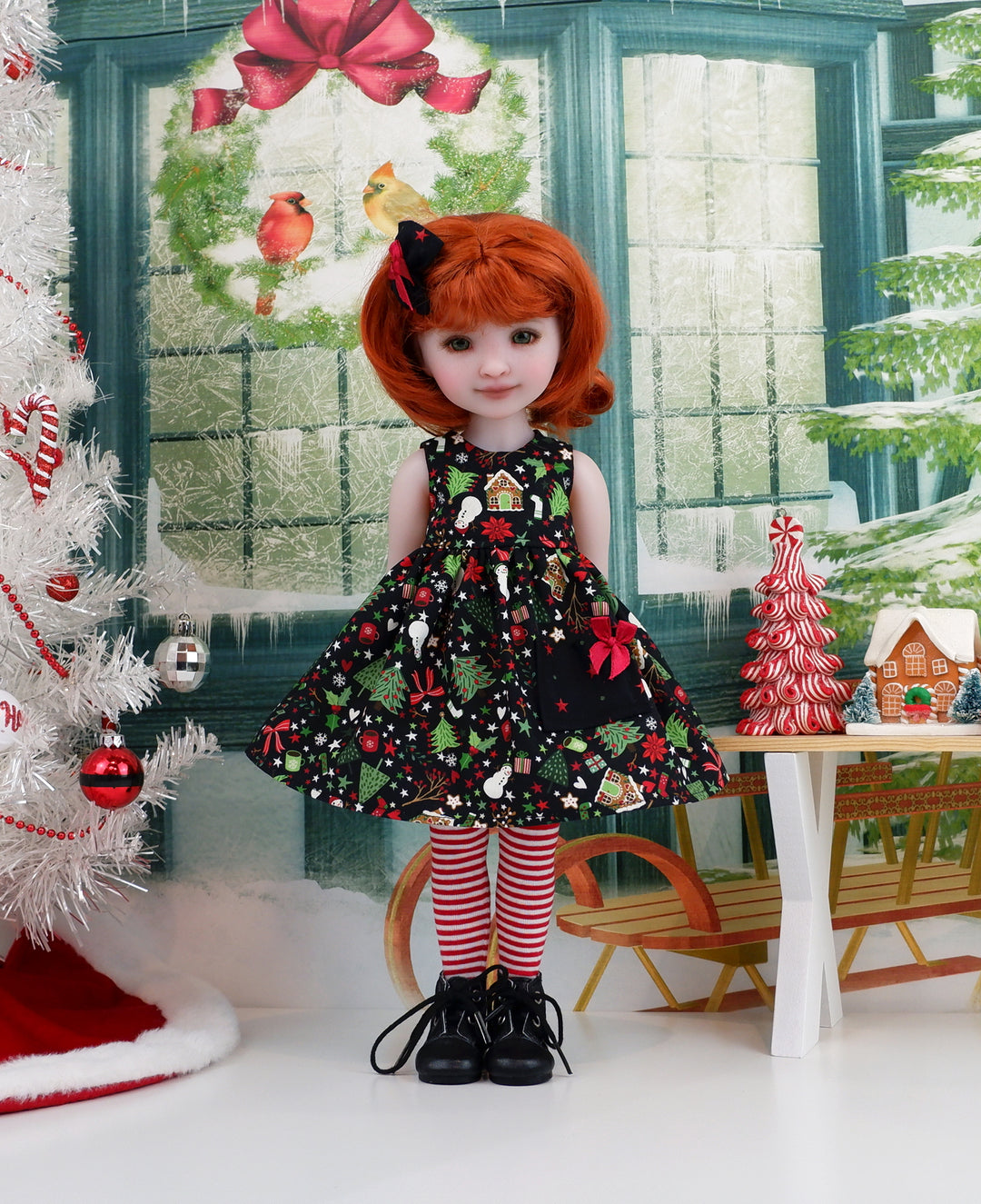 All Things Christmas - dress with sweater &amp; boots for Ruby Red Fashion Friends doll