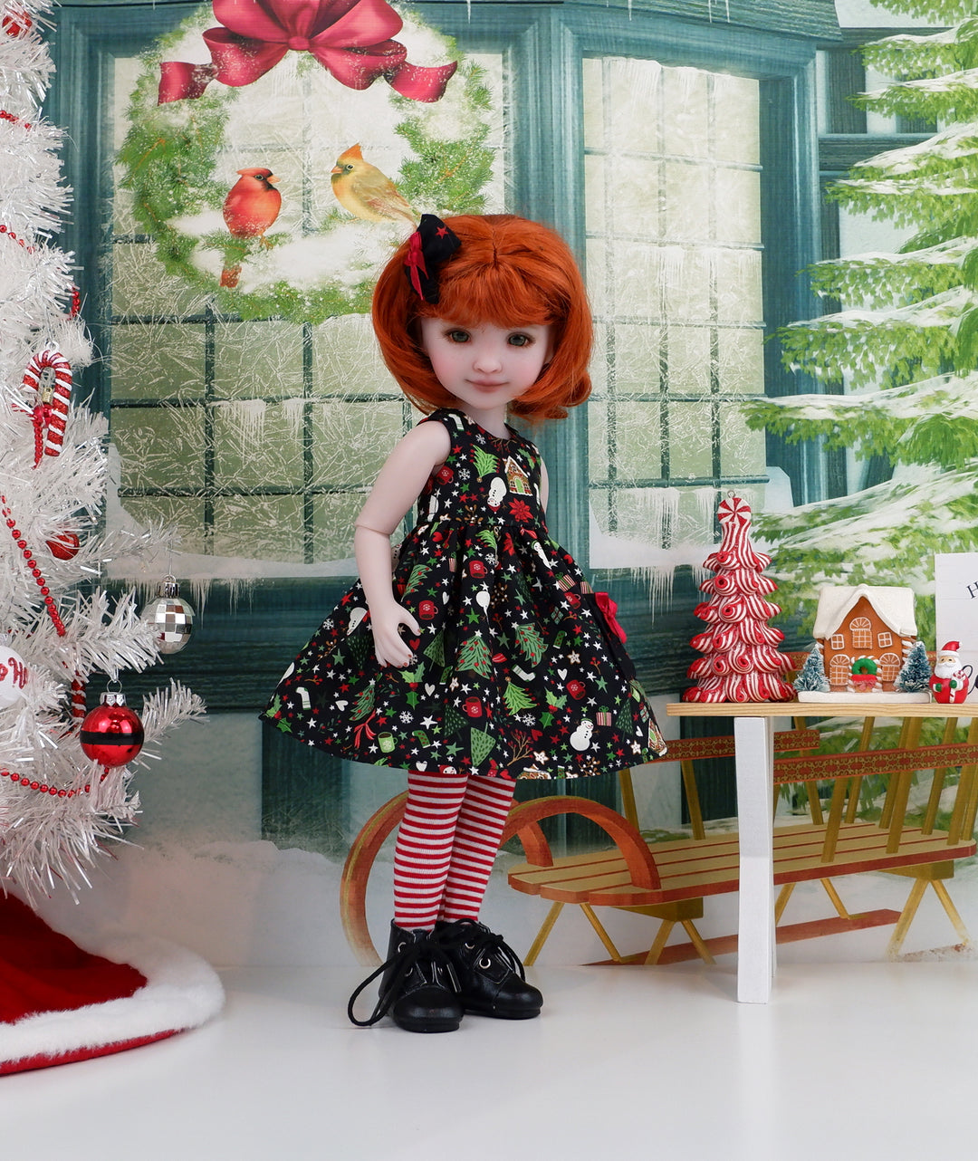 All Things Christmas - dress with sweater &amp; boots for Ruby Red Fashion Friends doll