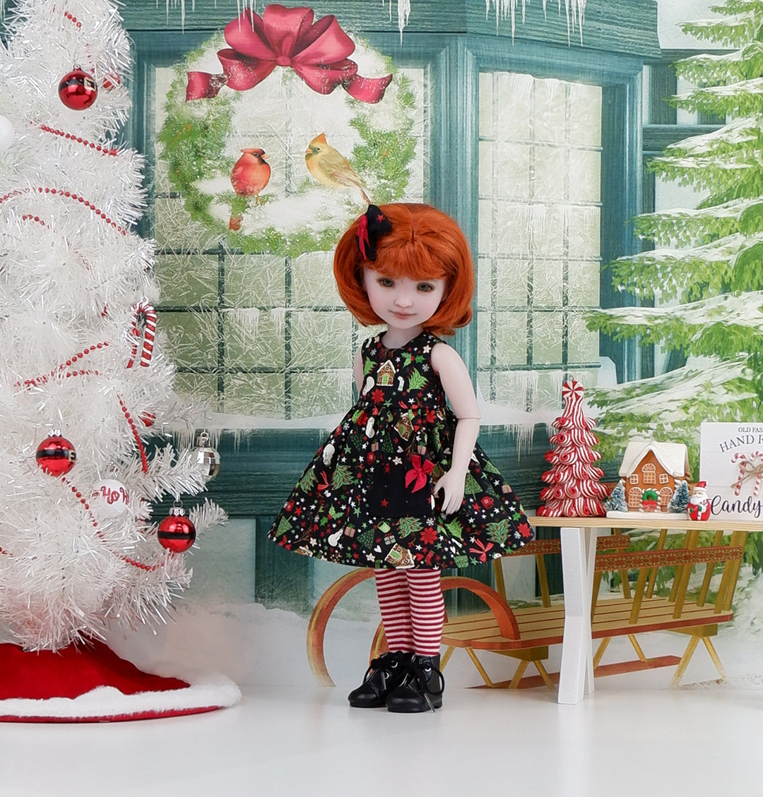 All Things Christmas - dress with sweater &amp; boots for Ruby Red Fashion Friends doll