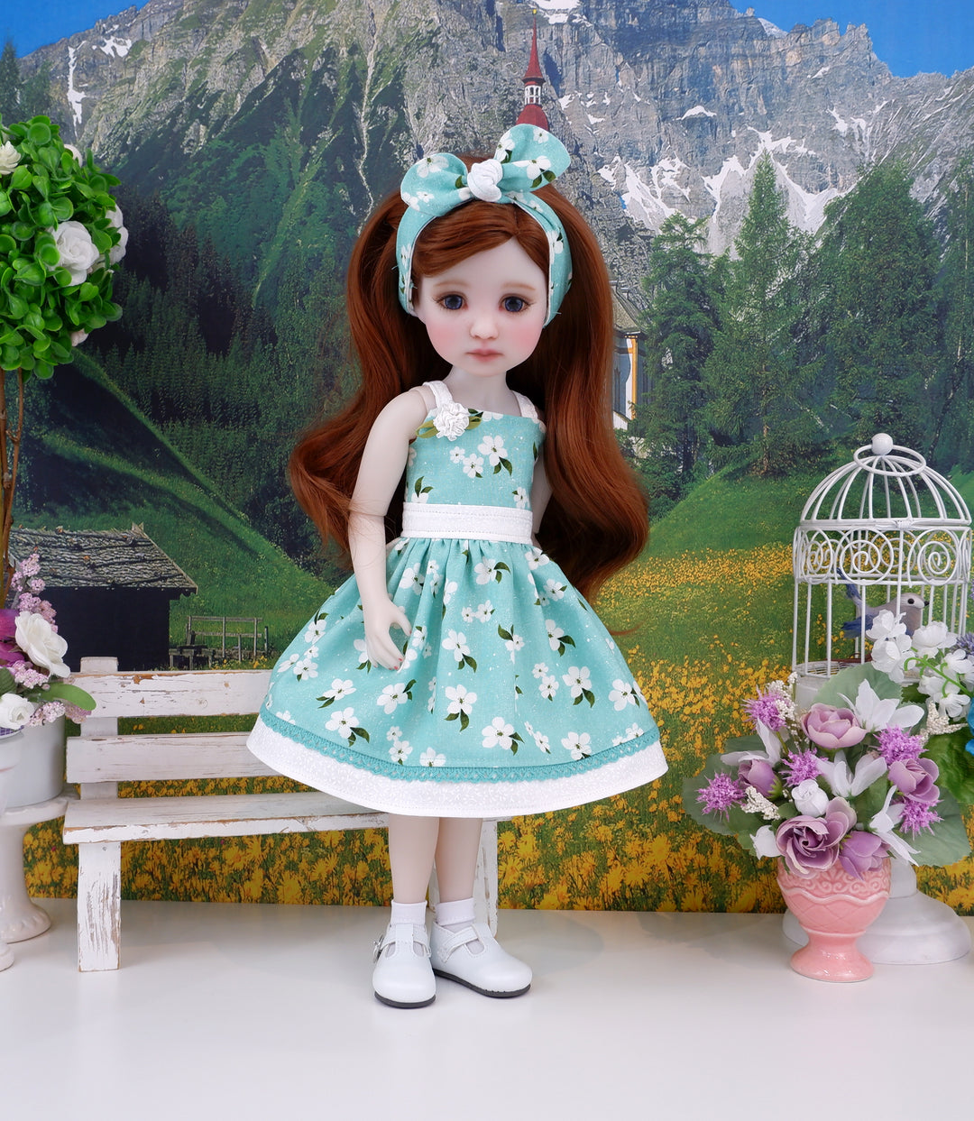Alluring Floral - dress and shoes for Ruby Red Fashion Friends doll