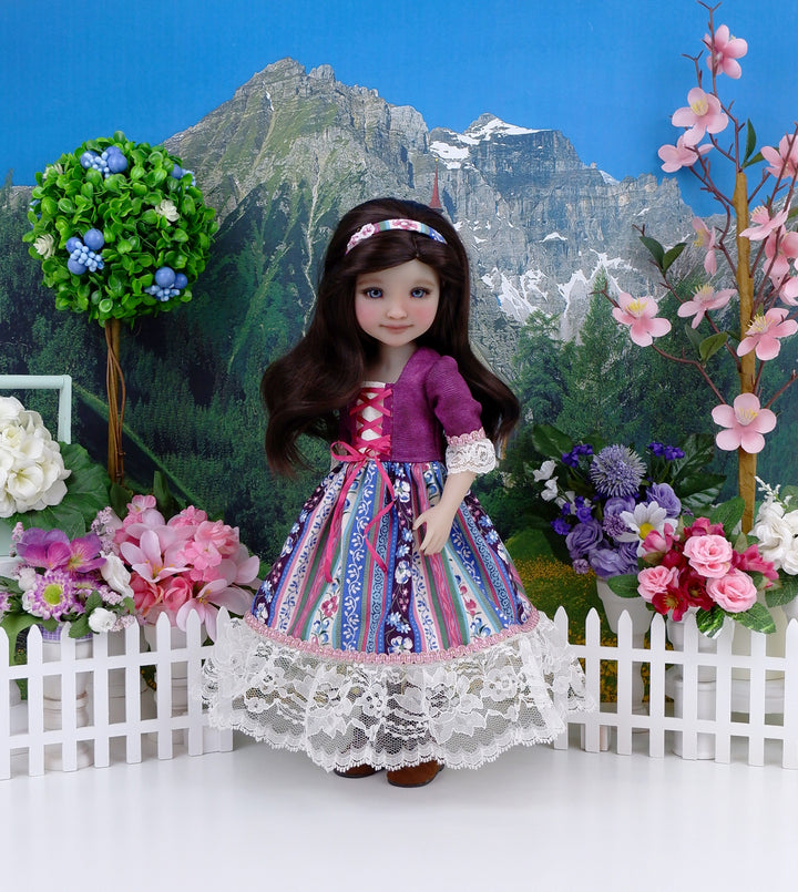 Alpine Miss - dirndl dress ensemble with boots for Ruby Red Fashion Friends doll