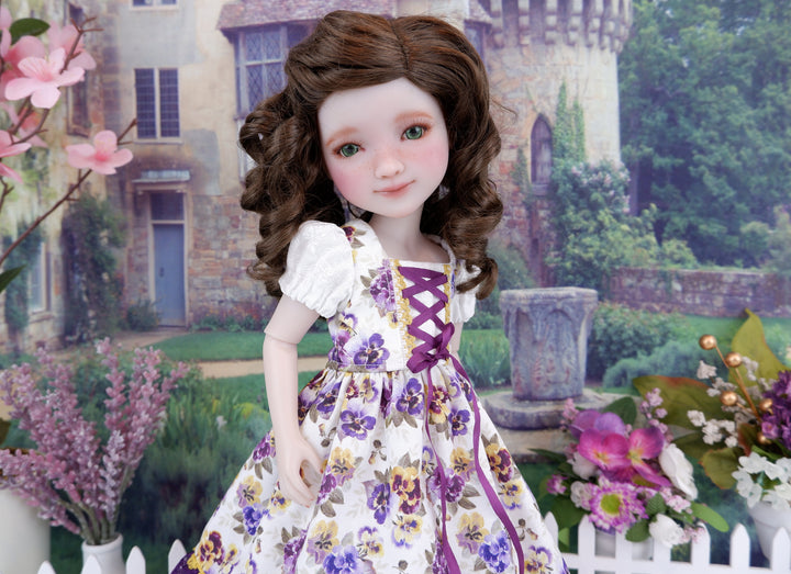Alpine Pansy - dirndl dress ensemble with boots for Ruby Red Fashion Friends doll