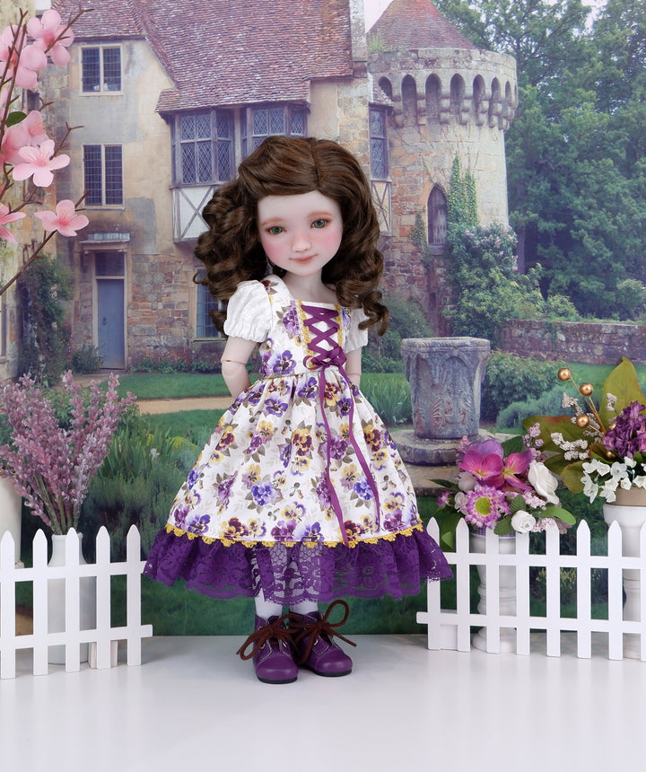 Alpine Pansy - dirndl dress ensemble with boots for Ruby Red Fashion Friends doll
