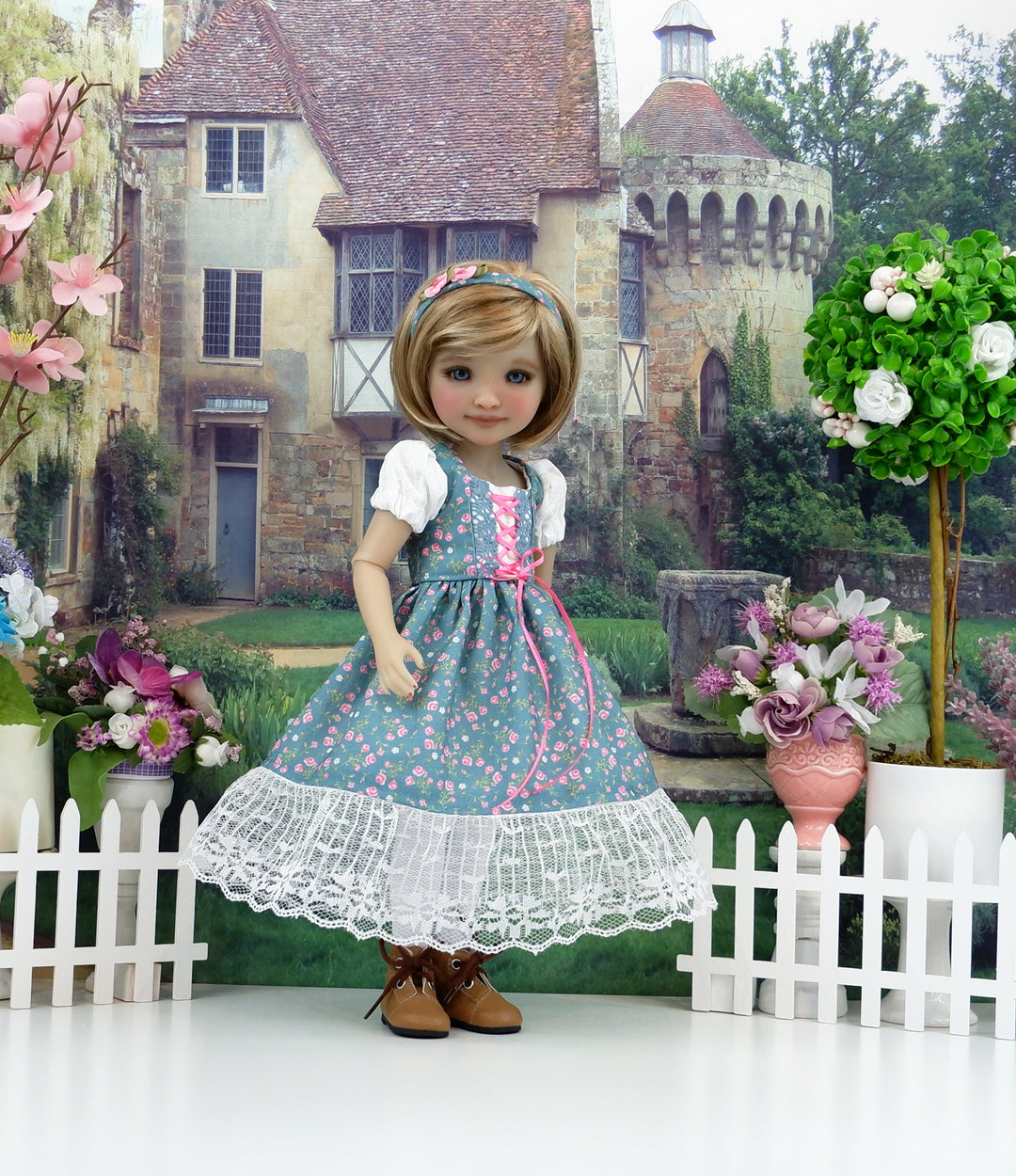 Alpine Rosebuds - dirndl dress with boots for Ruby Red Fashion Friends doll