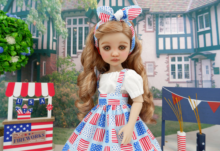 American Blocks - blouse & jumper with boots for Ruby Red Fashion Friends doll