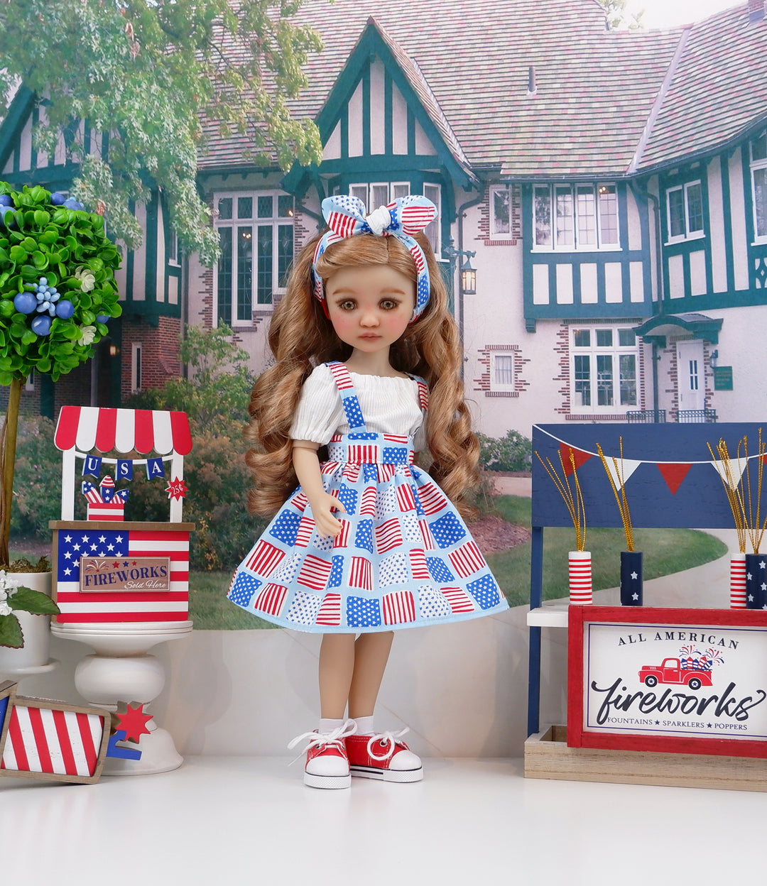 American Blocks - blouse & jumper with boots for Ruby Red Fashion Friends doll