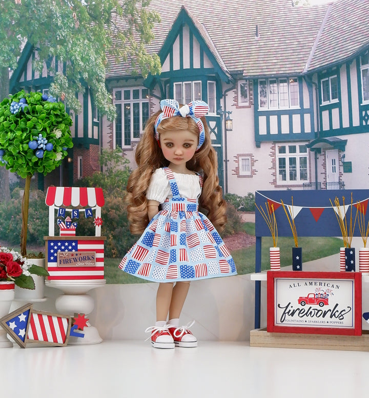 American Blocks - blouse & jumper with boots for Ruby Red Fashion Friends doll