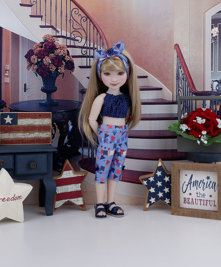 American Bunting - crop top & capris with sandals for Ruby Red Fashion Friends doll