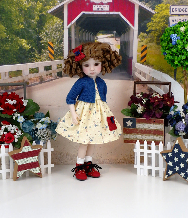 American Flag - dress with sweater & boots for Ruby Red Fashion Friends doll