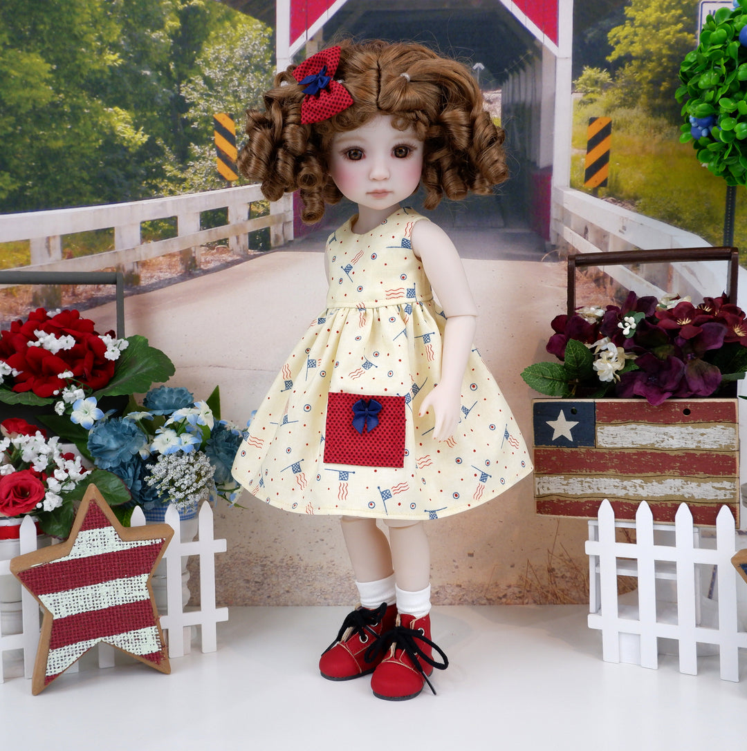 American Flag - dress with sweater & boots for Ruby Red Fashion Friends doll