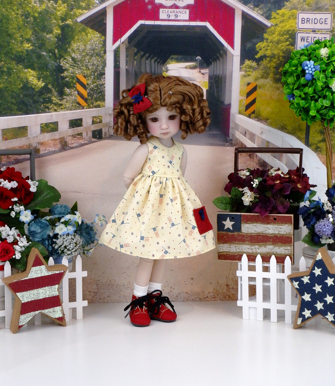 American Flag - dress with sweater & boots for Ruby Red Fashion Friends doll