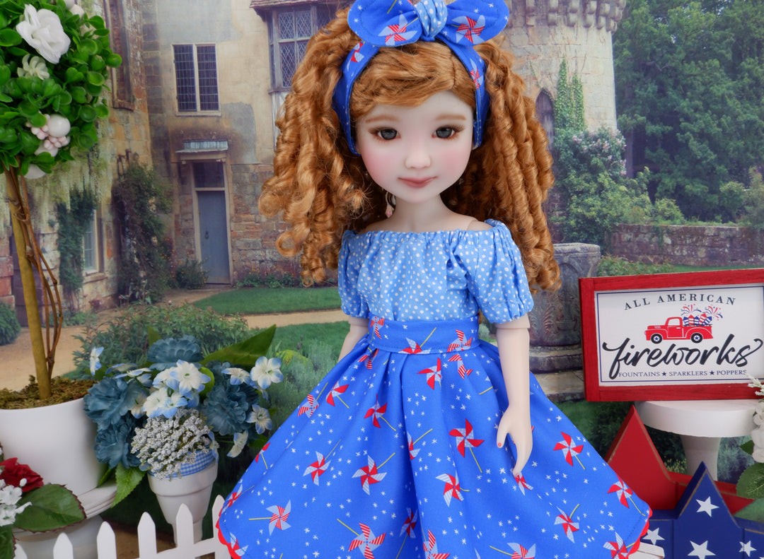 American Pinwheel - blouse & skirt with saddle shoes for Ruby Red Fashion Friends doll