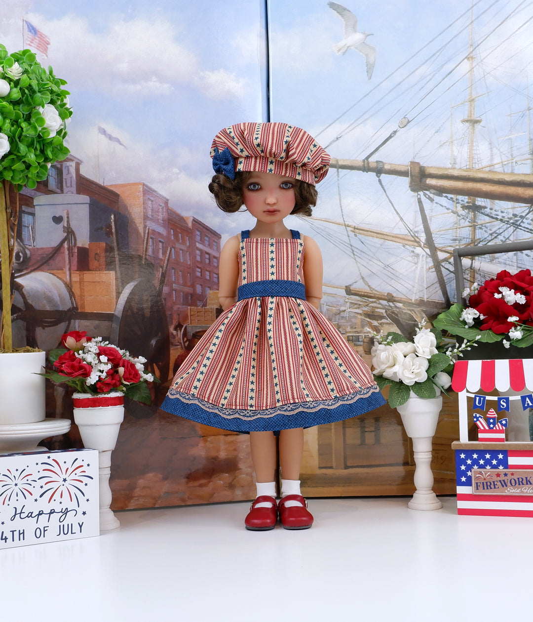 American Stripes Too - dress and shoes for Ruby Red Fashion Friends doll