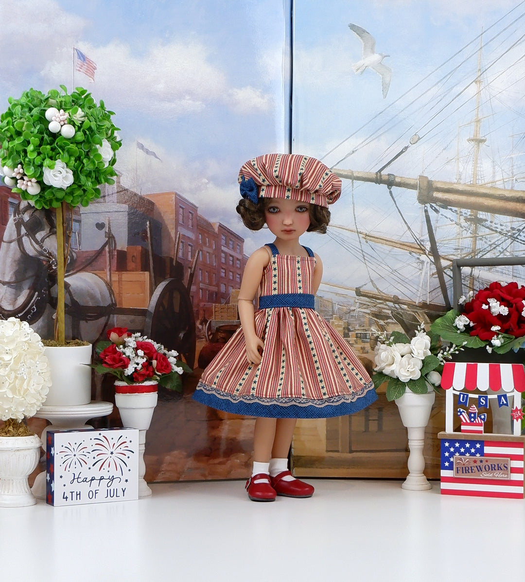 American Stripes Too - dress and shoes for Ruby Red Fashion Friends doll