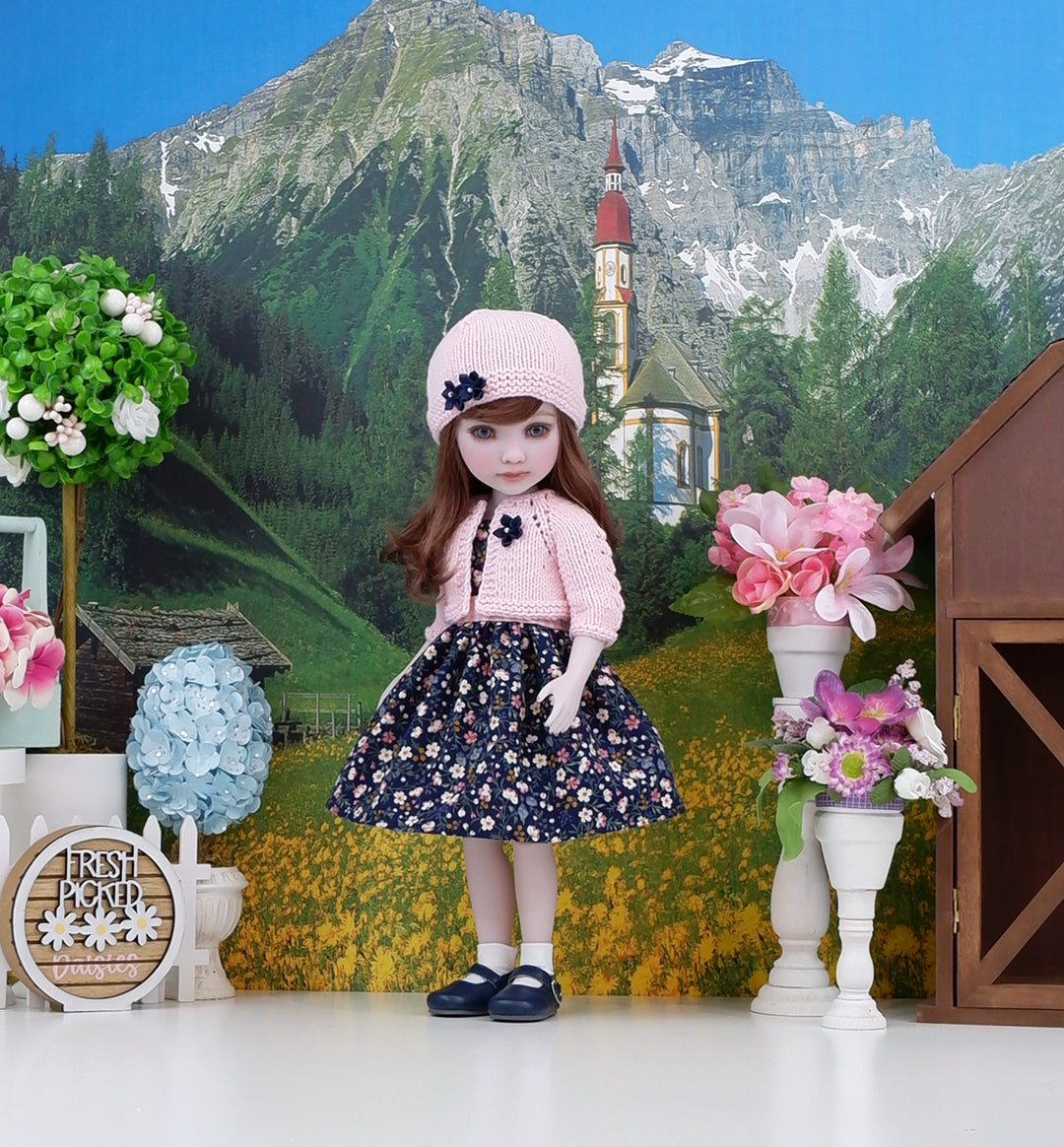 Among the Wildflowers - dress, sweater with shoes for Ruby Red Fashion Friends doll
