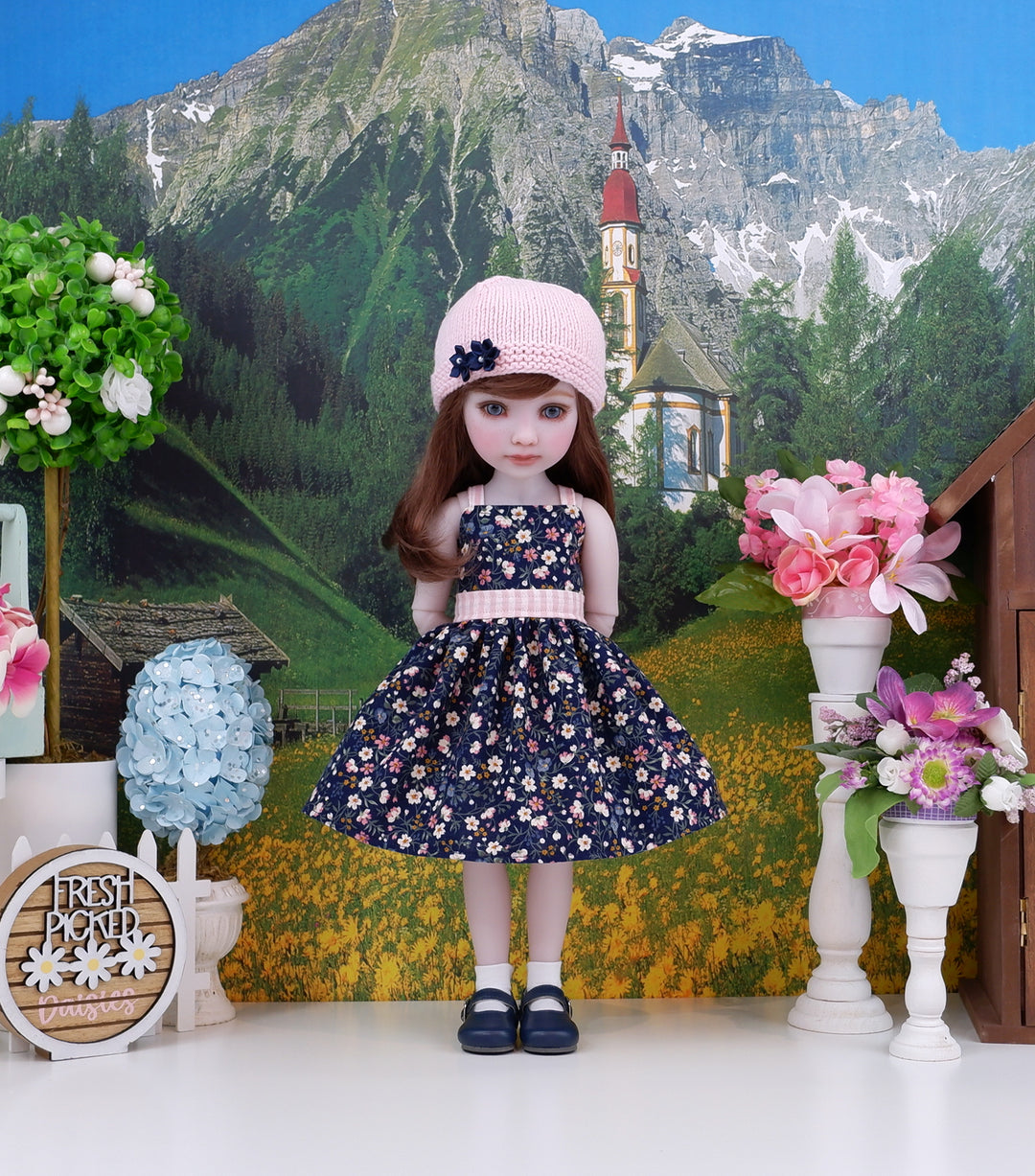 Among the Wildflowers - dress, sweater with shoes for Ruby Red Fashion Friends doll