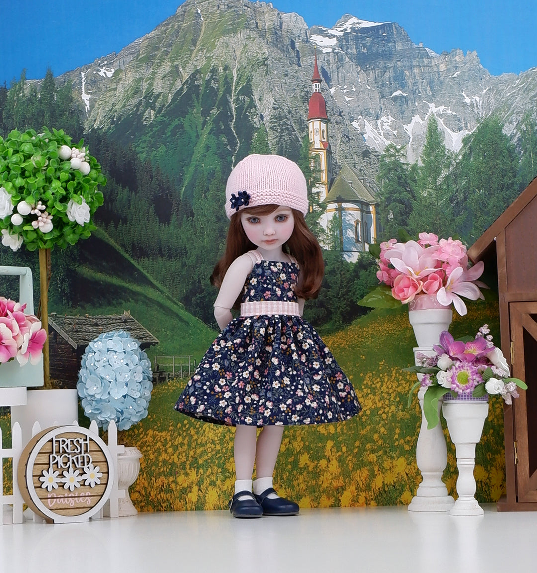 Among the Wildflowers - dress, sweater with shoes for Ruby Red Fashion Friends doll