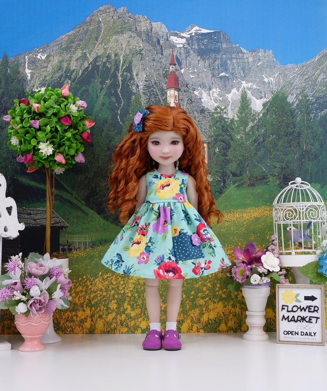 Anemone Garden - dress with shoes for Ruby Red Fashion Friends doll