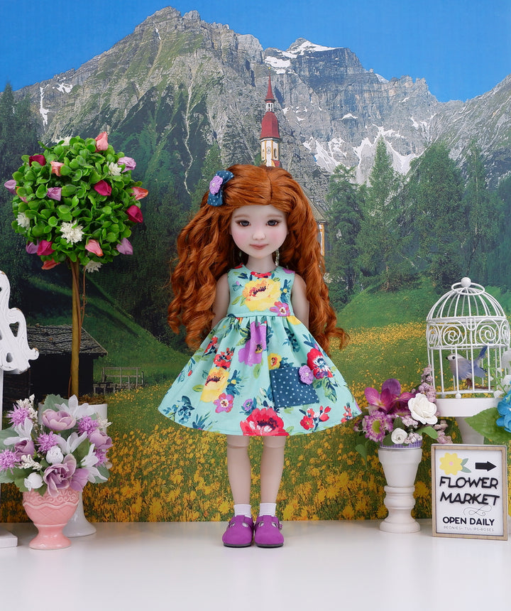 Anemone Garden - dress with shoes for Ruby Red Fashion Friends doll