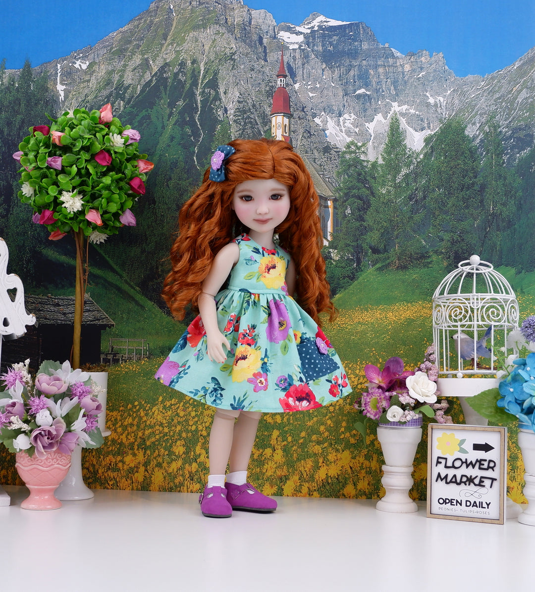 Anemone Garden - dress with shoes for Ruby Red Fashion Friends doll