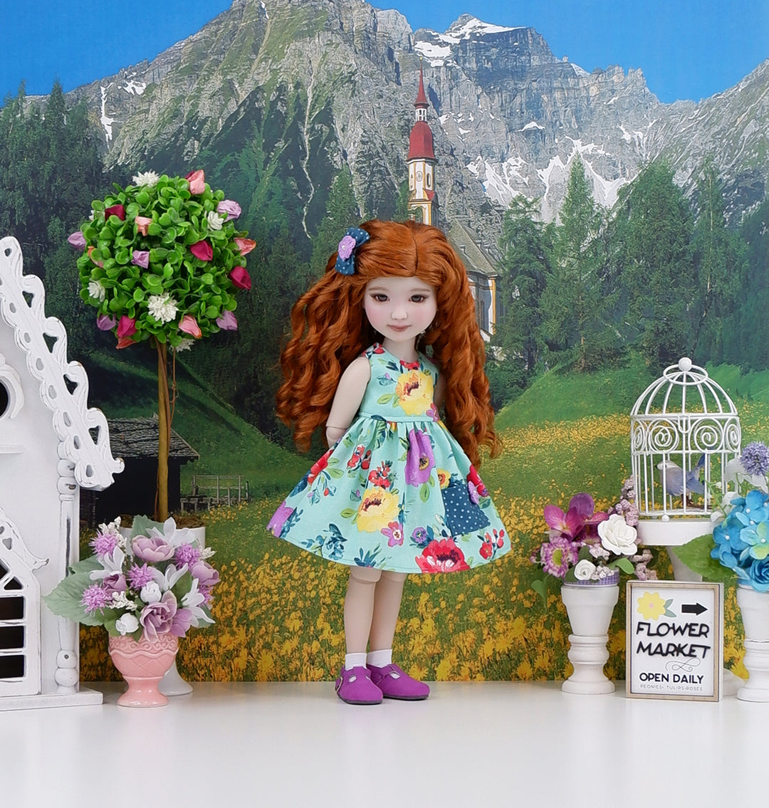 Anemone Garden - dress with shoes for Ruby Red Fashion Friends doll
