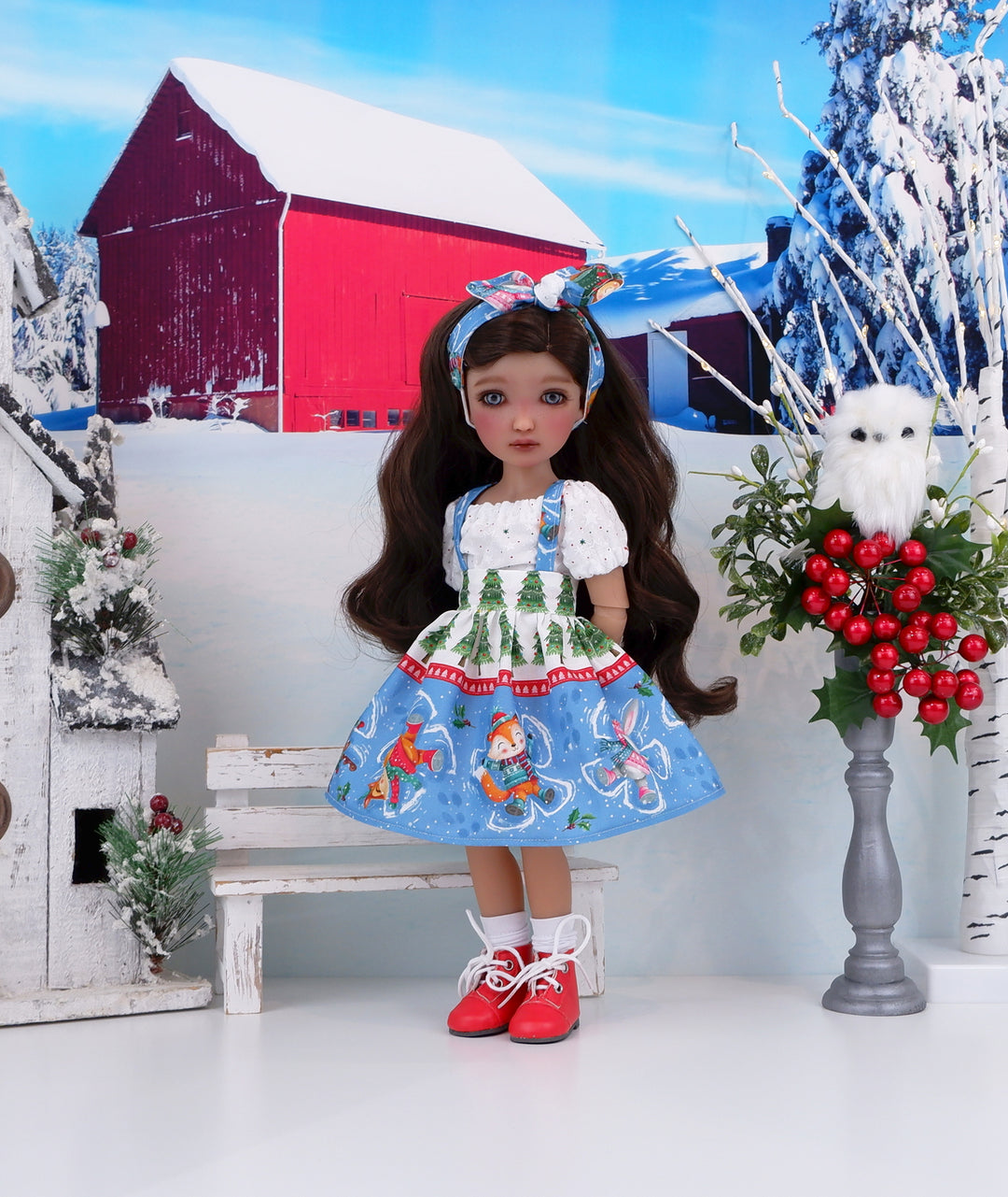 Animal Snow Angels - blouse & jumper with boots for Ruby Red Fashion Friends doll