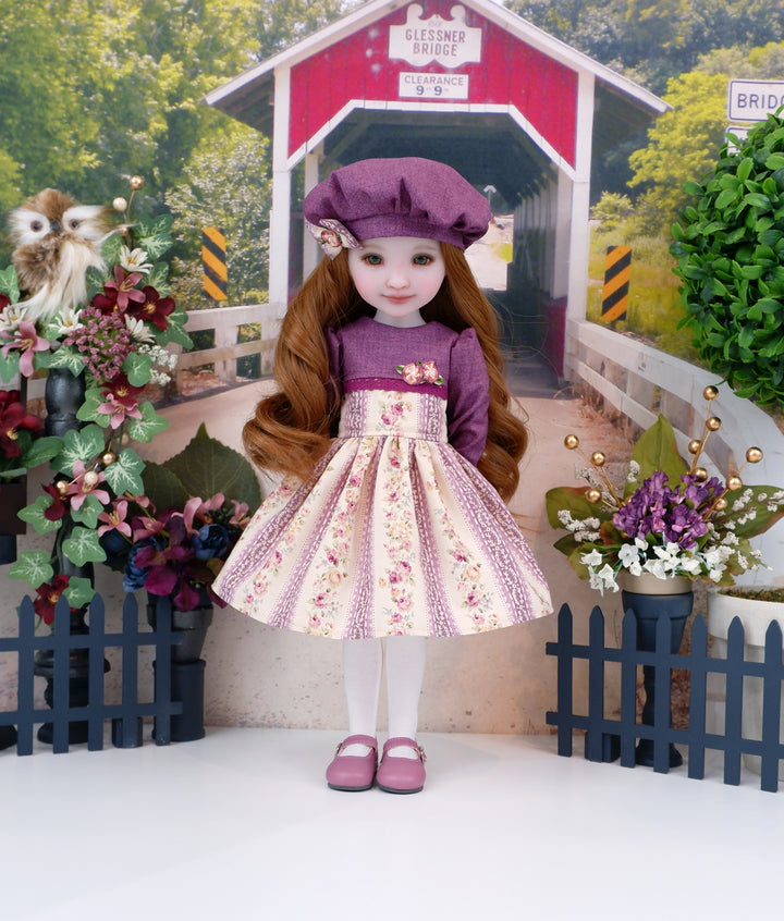 Antique Rose Stripe - dress with shoes for Ruby Red Fashion Friends doll