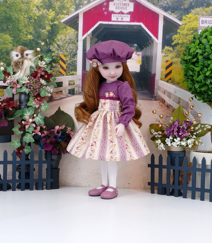 Antique Rose Stripe - dress with shoes for Ruby Red Fashion Friends doll