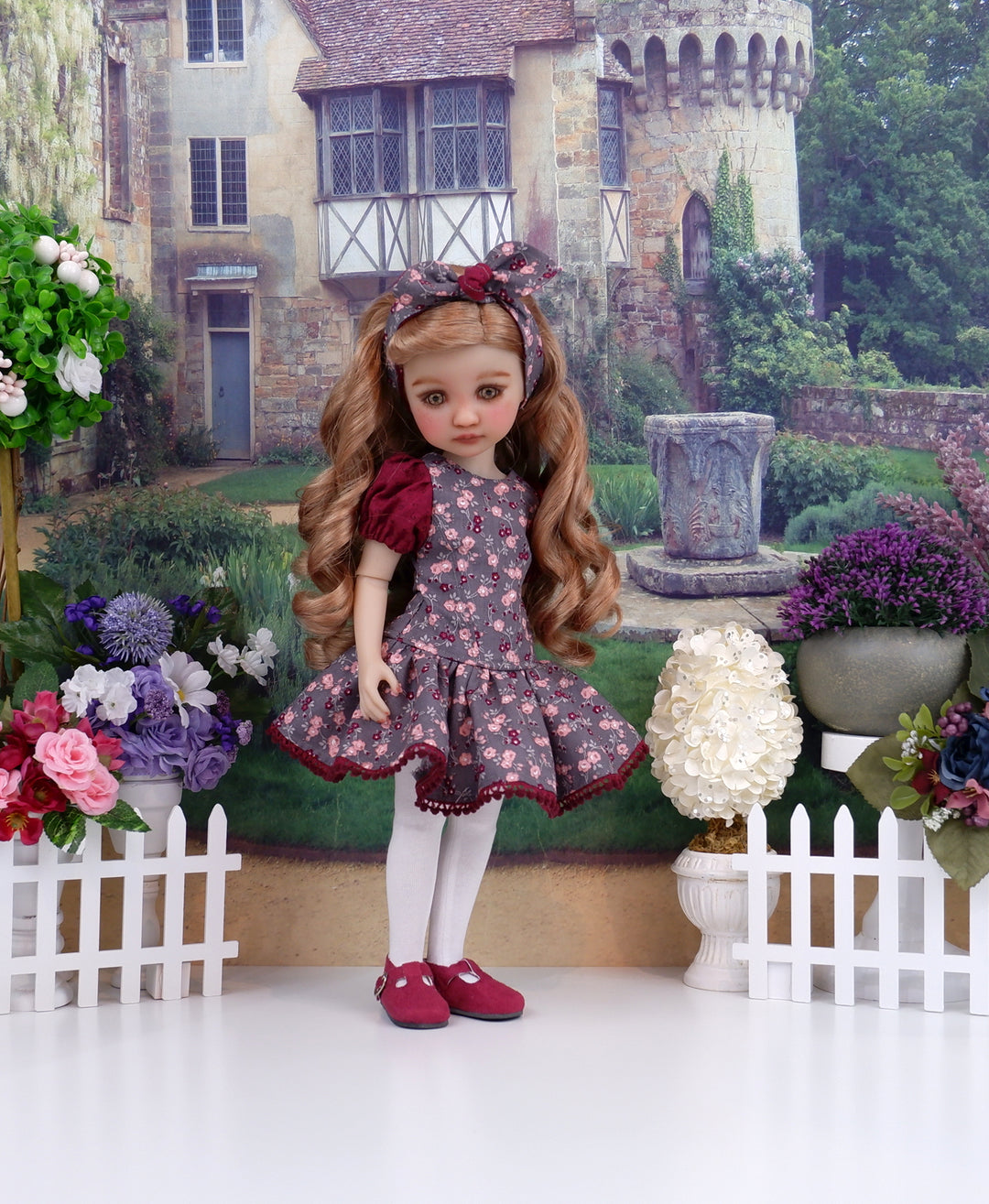 Antoinette Roses - dress with shoes for Ruby Red Fashion Friends doll