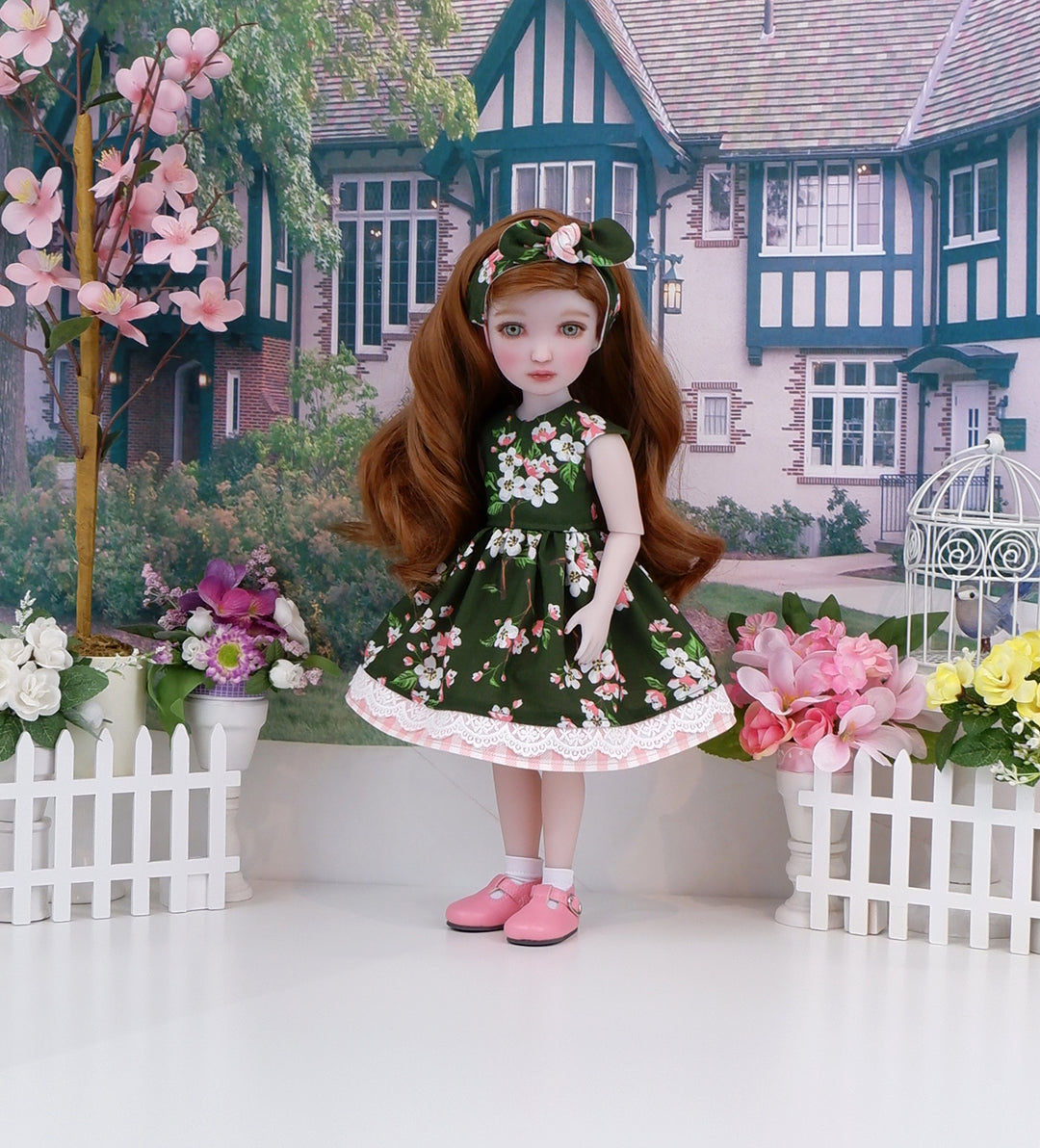 Apple Blossoms - dress with shoes for Ruby Red Fashion Friends doll