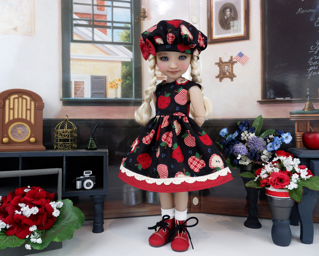 Apples & Arithmetic - dress with boots for Ruby Red Fashion Friends doll