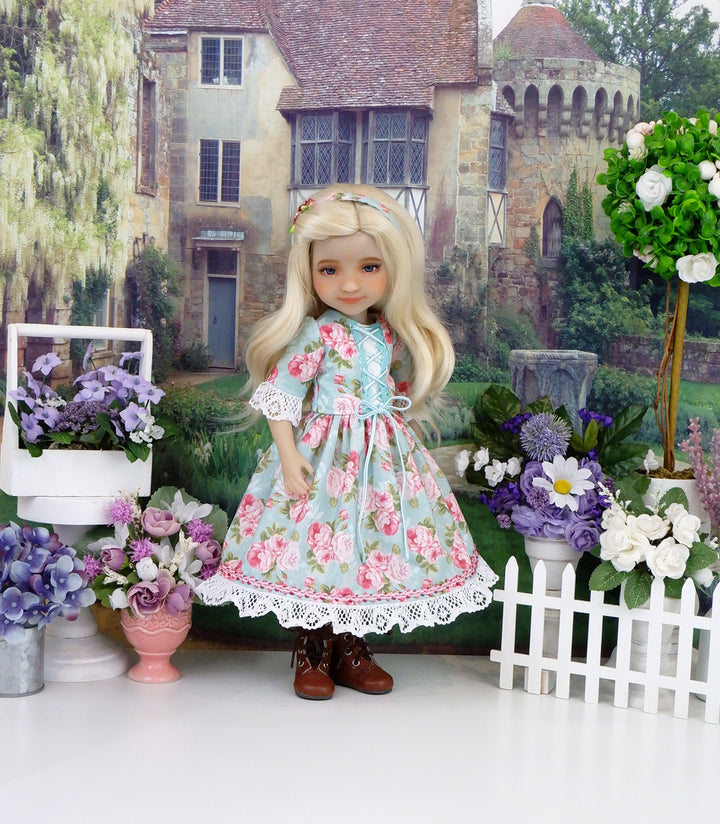 Aqua Rosebed - historical dress and boots for Ruby Red Fashion Friends doll