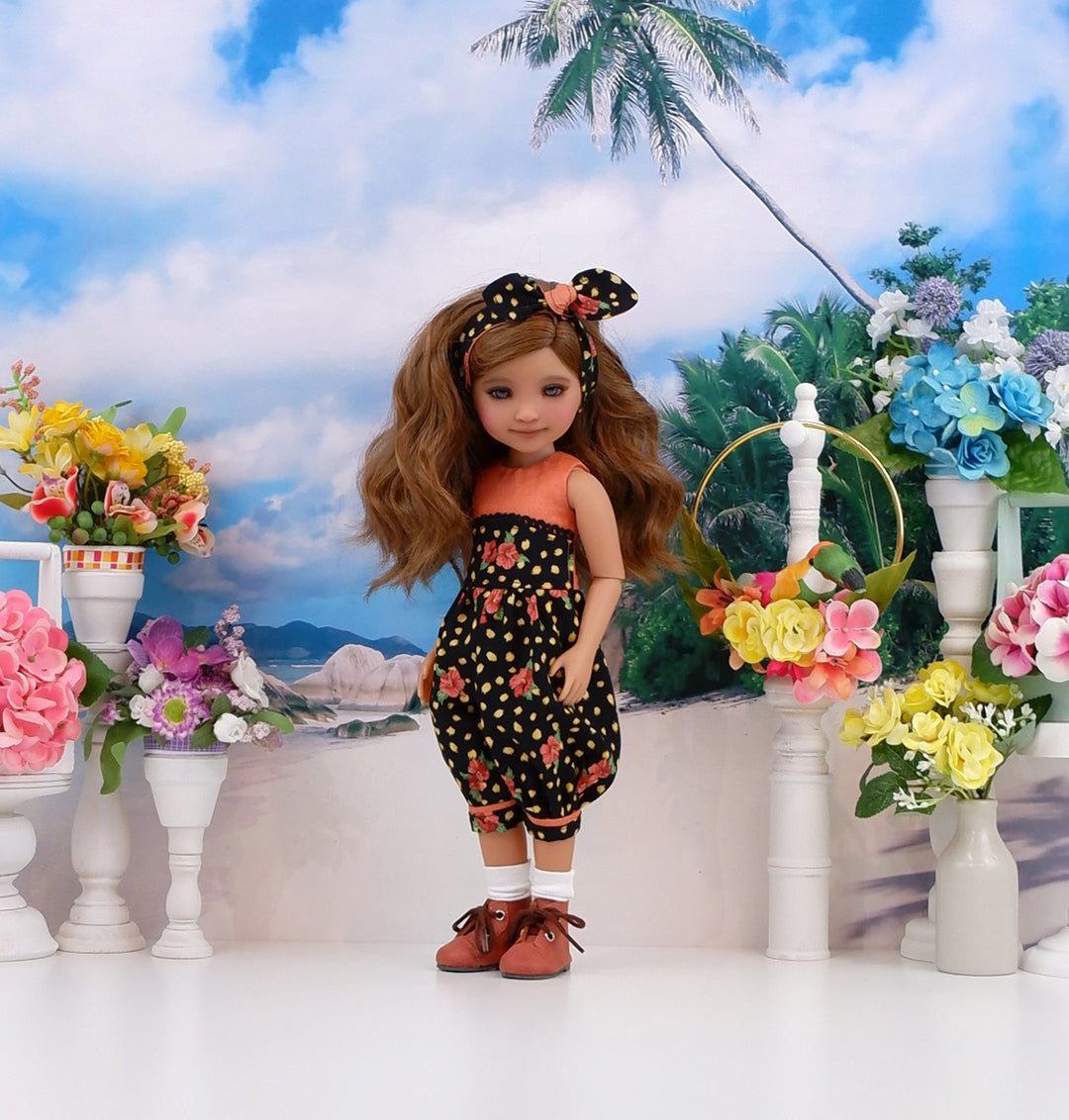 Asian Hibiscus - romper with boots for Ruby Red Fashion Friends doll